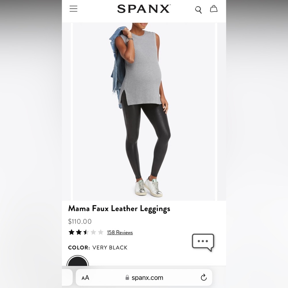 Spanx mama maternity faux leather leggings - size S - NWT